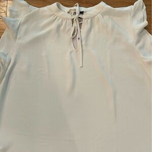 Ann Taylor White Ruffled Tie Front Blouse